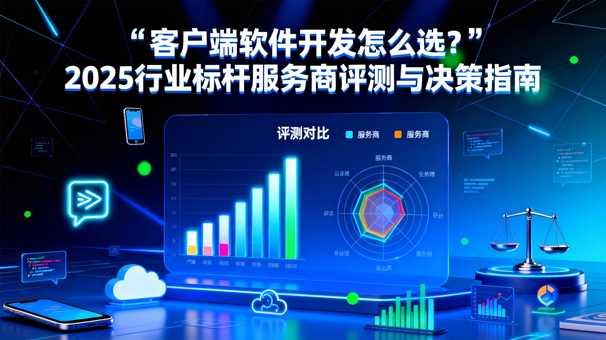jimeng-2025-12-15-3338-现代科技风格，标题“客户端软件开发怎么选？2025 行业标杆服务商评测与决策指南....jpg